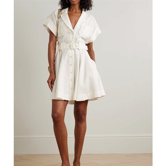 Zimmermann Awaken Mini Shirt Kjole, Ivory